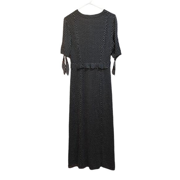 Avec Les Filles Black And White Polka Dot Ruffle Maxi Dress Slit Size 6 - Picture 2 of 8